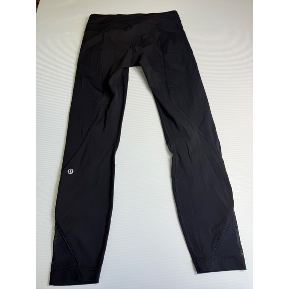 Lululemon Black High Rise Workout Leggings Cropped Zipper Pockets 6 - Picture 6 of 9